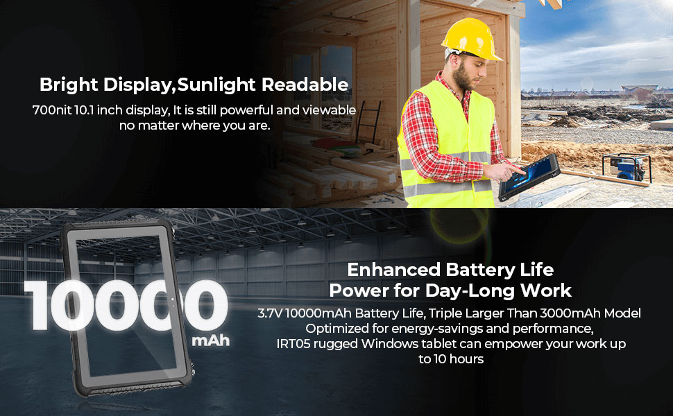 700NIT Sunlight Display and 10000mAh Enhanced Battery Life